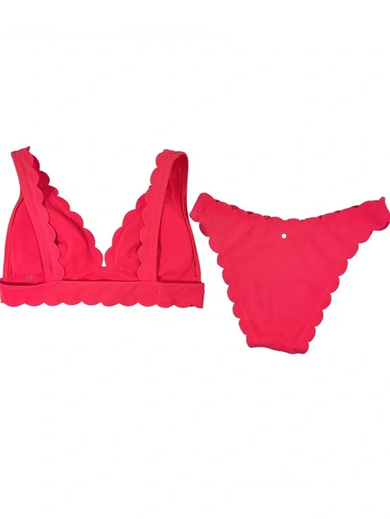 Victoria's Secret Scallop High Waist Cheeky Coral Pink Bikini, size Medium - Picture 4 of 10